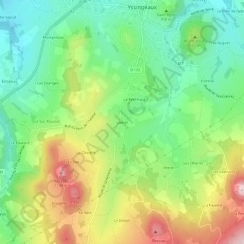 Carte topographique Laprat, altitude, relief