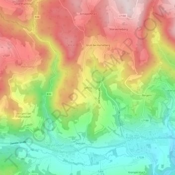 Carte topographique Sading, altitude, relief