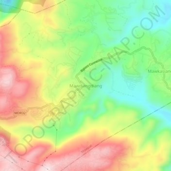 Carte topographique Mawdiangdiang, altitude, relief