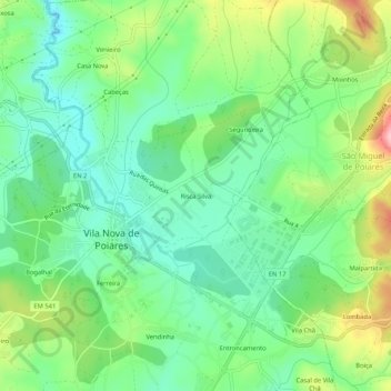 Carte topographique Risca Silva, altitude, relief