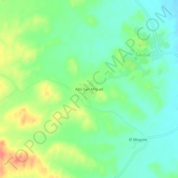 Carte topographique Alto San Miguel, altitude, relief