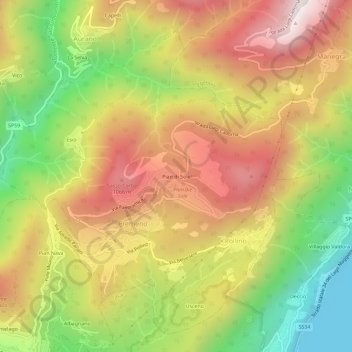 Carte topographique Pian di Sole, altitude, relief