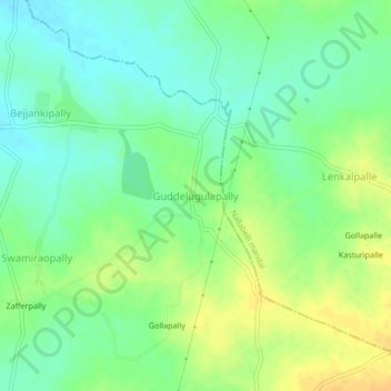 Carte topographique Guddelugulapally, altitude, relief
