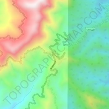 Carte topographique Sinzawl, altitude, relief