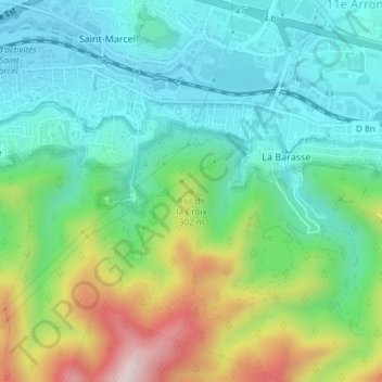 Carte topographique Roc de la Croix, altitude, relief