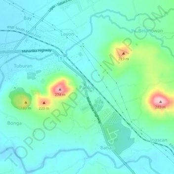 Carte topographique Paulog, altitude, relief