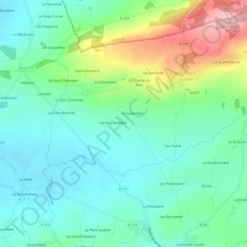 Carte topographique La Fontaine, altitude, relief
