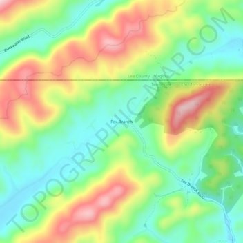 Carte topographique Fox Branch, altitude, relief