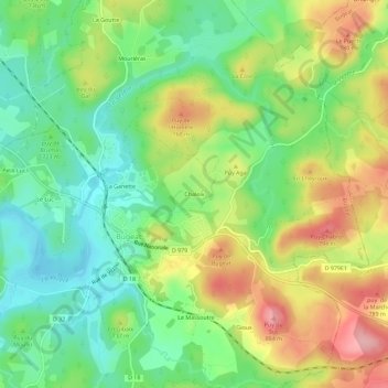 Carte topographique Chaleix, altitude, relief