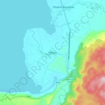 Carte topographique Masiu, altitude, relief