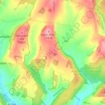 Carte topographique Up Marden, altitude, relief