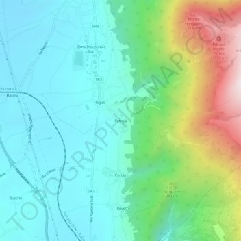 Carte topographique Petroia, altitude, relief
