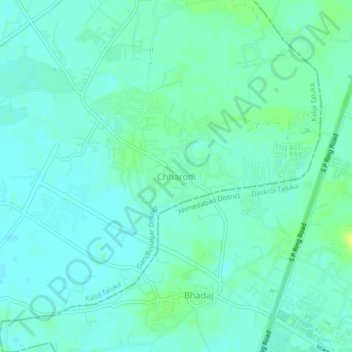 Carte topographique Chharodi, altitude, relief
