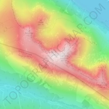 Carte topographique High Stile (Wainwright), altitude, relief
