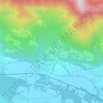 Carte topographique Gurina, altitude, relief