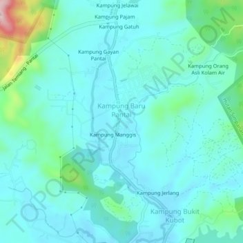 Carte topographique Pantai, altitude, relief