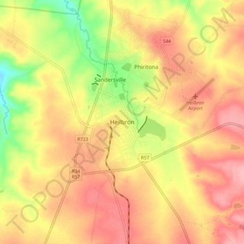 Carte topographique Heilbron, altitude, relief