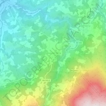 Carte topographique Freixo da Serra, altitude, relief