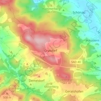 Carte topographique Grasdorf, altitude, relief