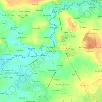 Carte topographique Les Aiguisons, altitude, relief