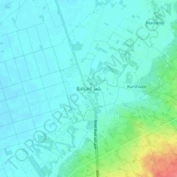 Carte topographique Balcad, altitude, relief