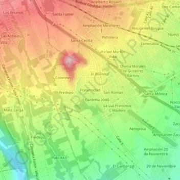 Carte topographique Fraternidad, altitude, relief