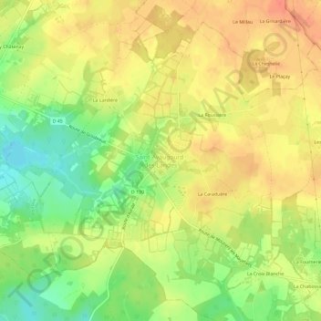 Carte topographique Saint-Avaugourd-des-Landes, altitude, relief