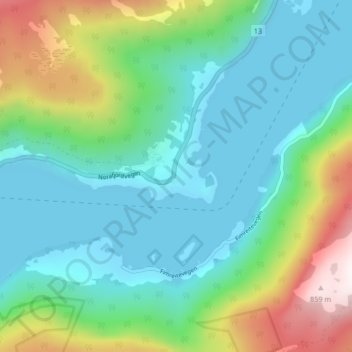Carte topographique Nornes, altitude, relief