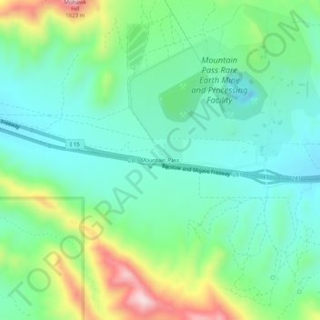 Carte topographique Mountain Pass, altitude, relief