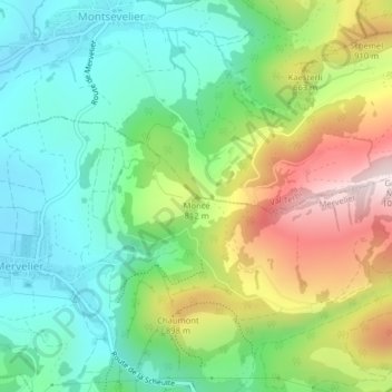 Carte topographique Moncé, altitude, relief