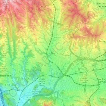 Carte topographique Rubí, altitude, relief