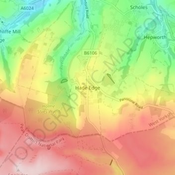 Carte topographique Hade Edge, altitude, relief
