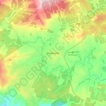 Carte topographique Richmond, altitude, relief