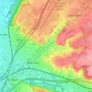Carte topographique Humhoven, altitude, relief