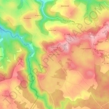 Carte topographique Mas de Lafon, altitude, relief