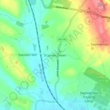 Carte topographique St James Green, altitude, relief