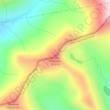 Carte topographique Decatur Mountain, altitude, relief