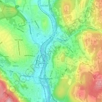 Carte topographique Union City, altitude, relief