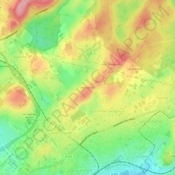 Carte topographique Montarmot, altitude, relief
