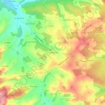 Carte topographique Les Combaraux, altitude, relief