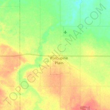 Carte topographique Porcupine Plain, altitude, relief