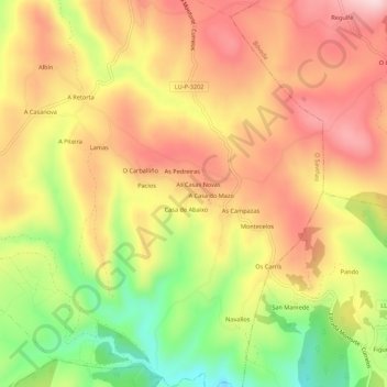 Carte topographique Ousende, altitude, relief