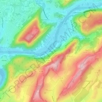 Carte topographique Gouille, altitude, relief