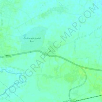 Carte topographique Giddha, altitude, relief