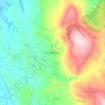 Carte topographique Agios Isidorous, altitude, relief