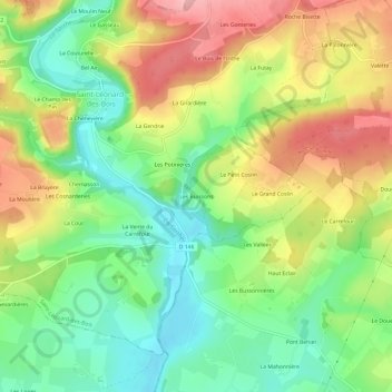 Carte topographique Les Buissons, altitude, relief