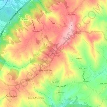 Carte topographique Carrascas, altitude, relief