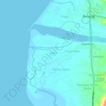 Carte topographique Pudoc, altitude, relief