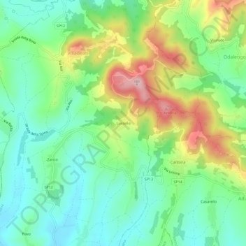 Carte topographique Lussello, altitude, relief