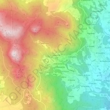Carte topographique As Filgueiras, altitude, relief